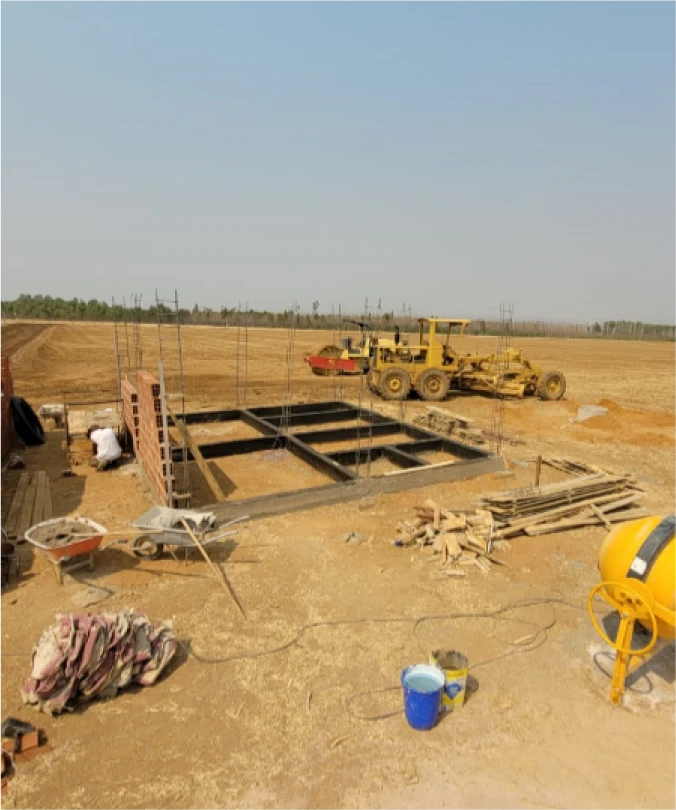 Montagem de casa de força e infraestrutura elétrica